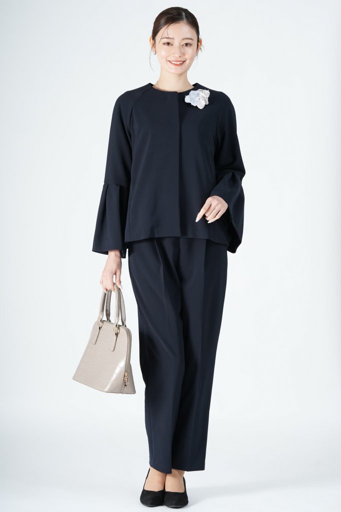 SHIPS ベルスリーブネイビーパンツスーツセット