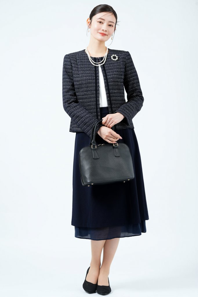 Reflect クラシックツイード×ネイビースカートスーツセット