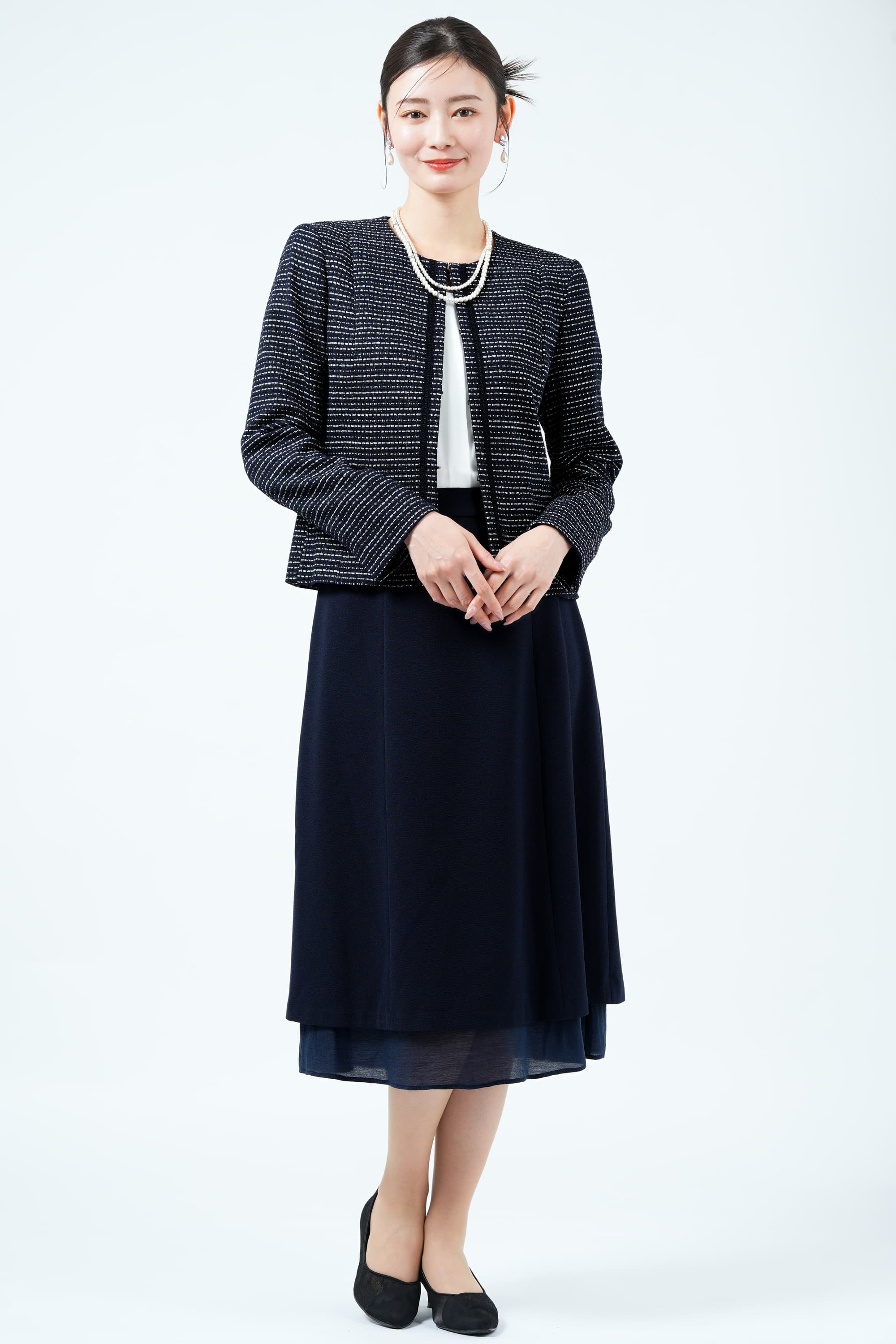 Reflectクラシックツイード×ネイビースカートスーツセット