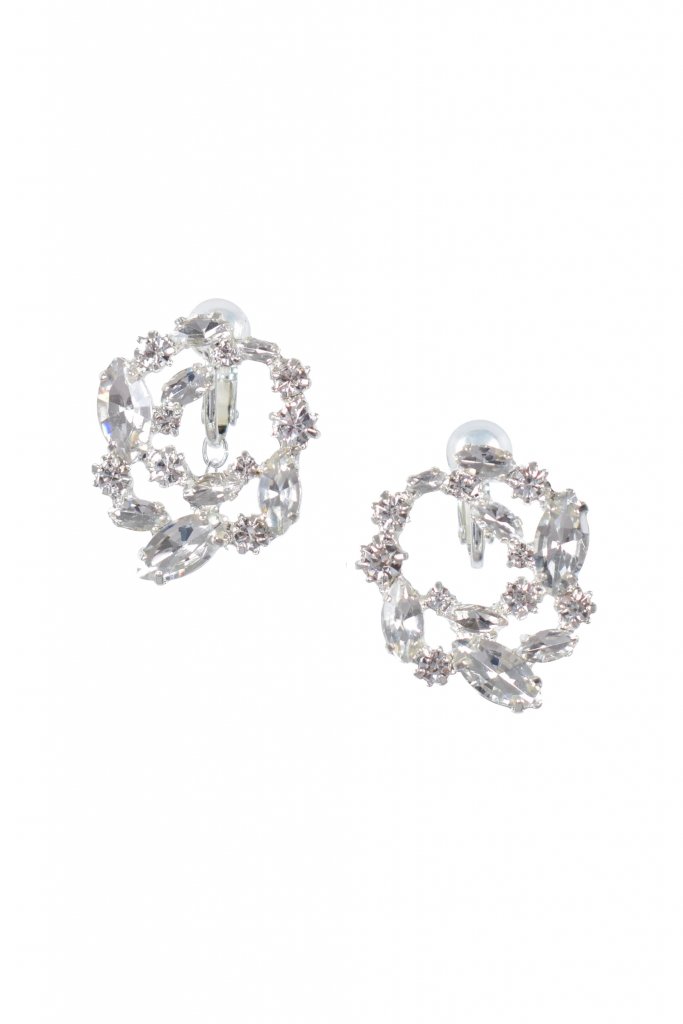 MAYGLOBE Veil サークルビジューシルバーイヤリング