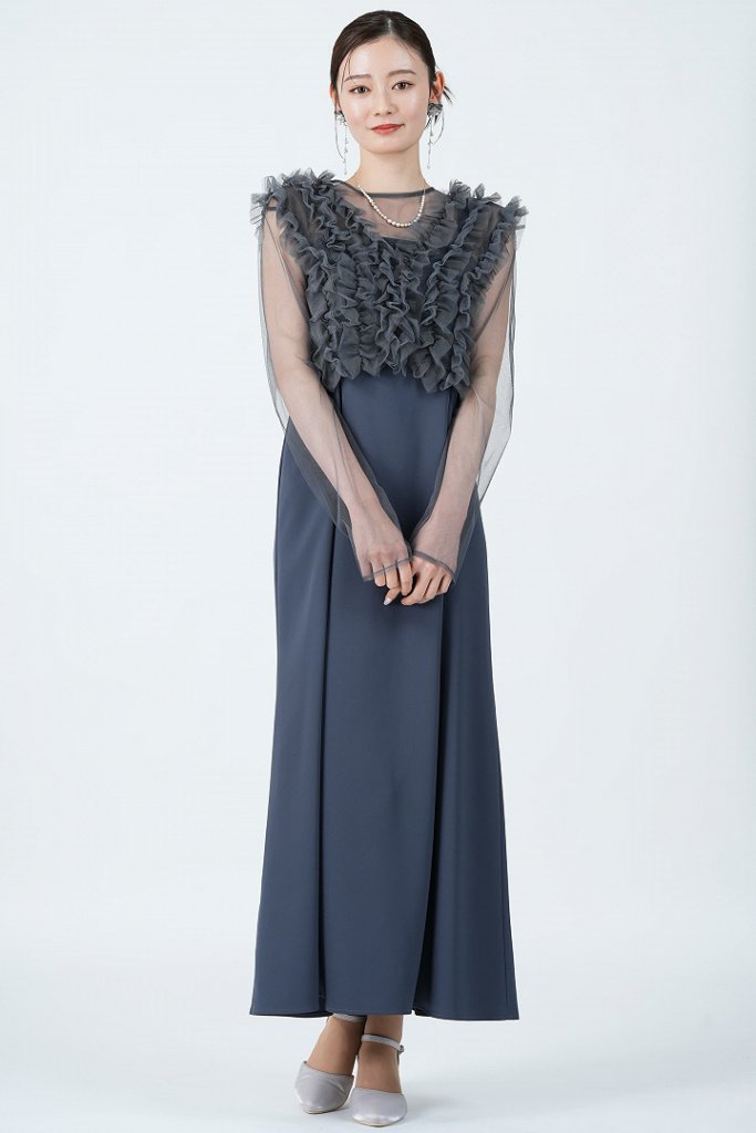 et.UNiVER アーバンフリルベストブルーグレードレス