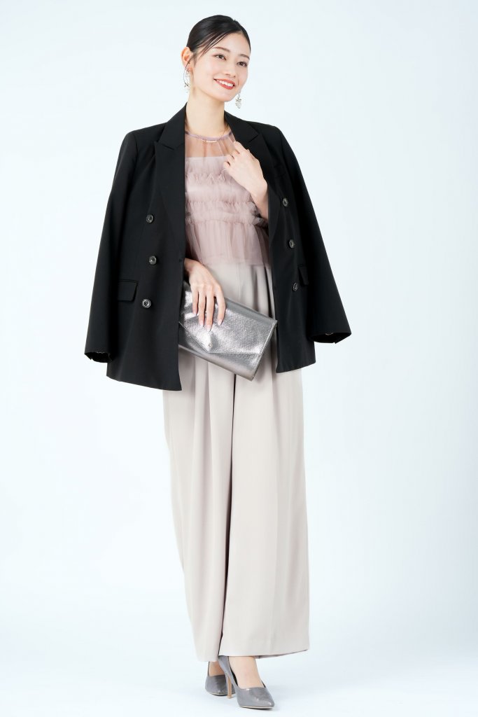 FRAY I.D シアーレイヤーピンクパンツドレス