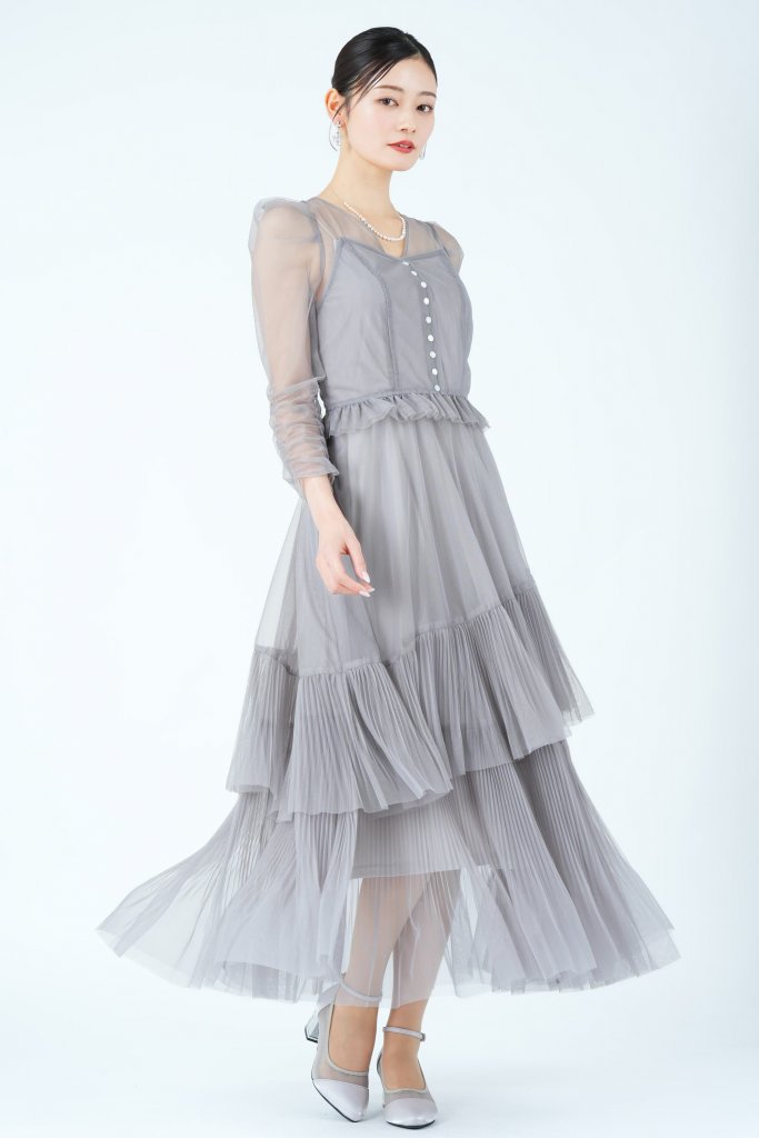 SNIDEL アシメティアードチュールグレードレス