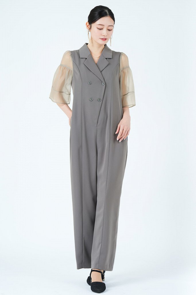 LE'RURE ジャケットライクシアー袖グレーパンツドレス