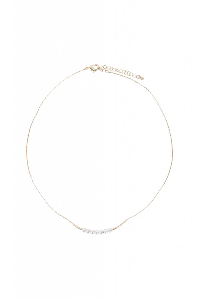 mebelle muse メタルライン×華奢パールゴールドネックレス