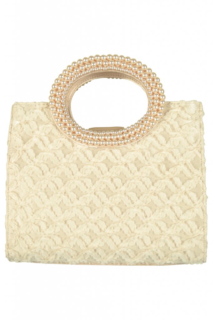 Hermoso luxe　持ち手パールアイボリーバッグ