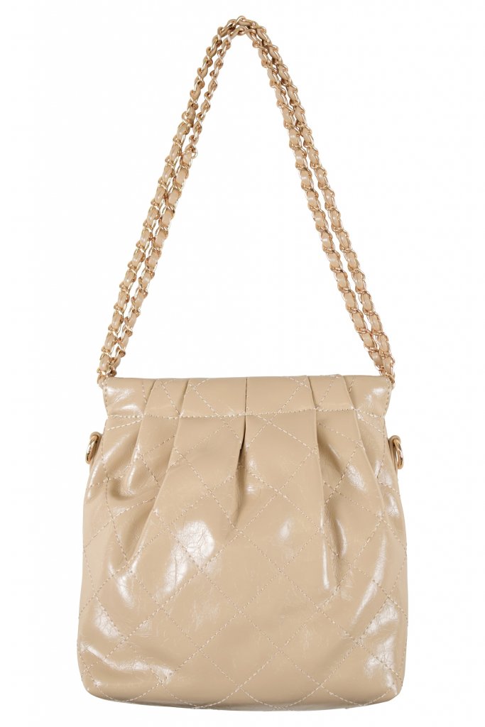 LE'RURE キルティング風チェーンベージュバッグ