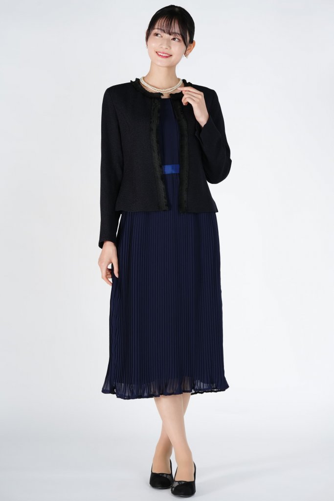 mebelle muse フリンジブレード濃紺ワンピースセット