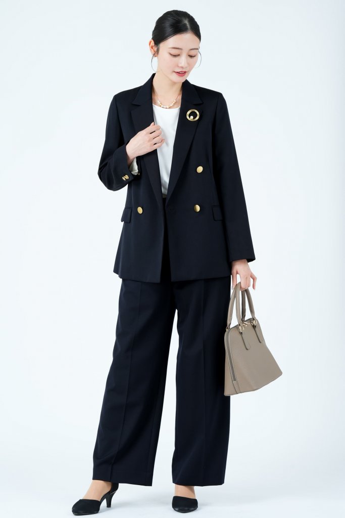 UNITED ARROWS green label relaxing ゴールドボタンダブルジャケット×ネイビーパンツスーツセット