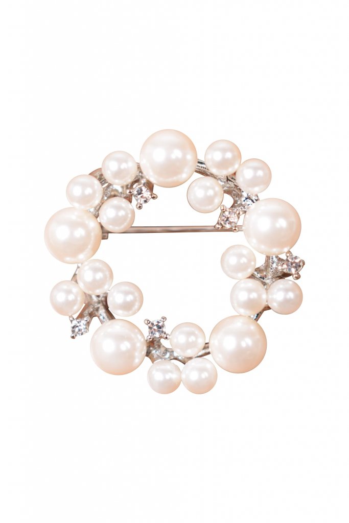 Reflect パール調サークルシルバーブローチ