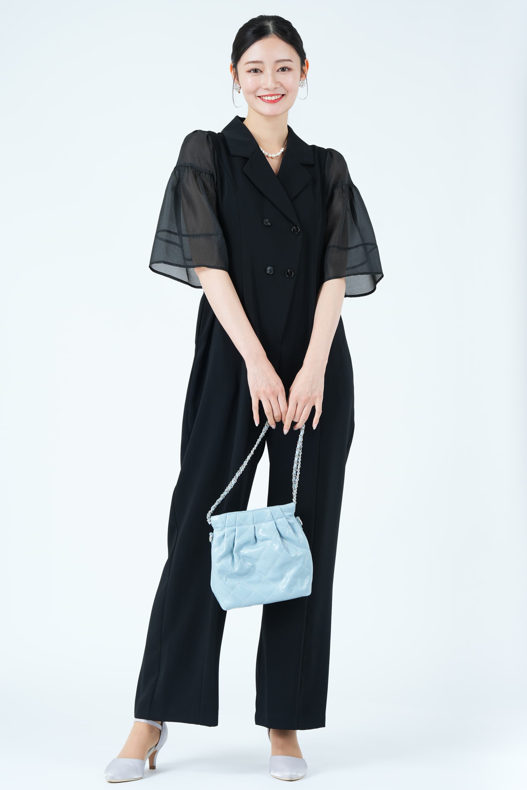 LE'RUREジャケットライクシアー袖ブラックパンツドレス