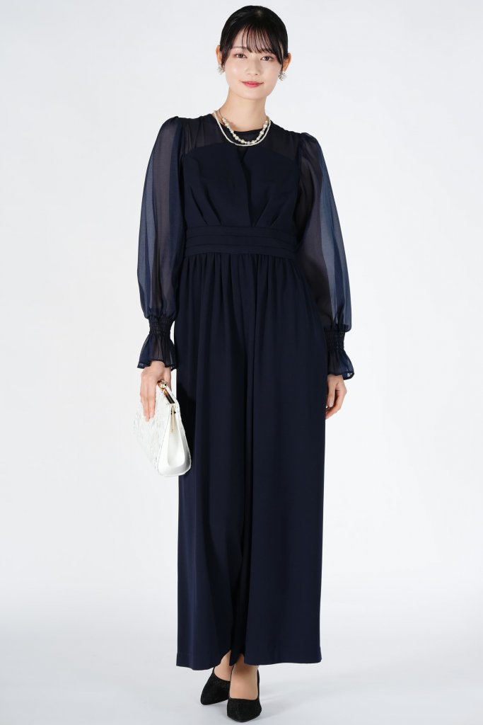  Hermoso luxe コンビネーションワイド紺パンツドレス