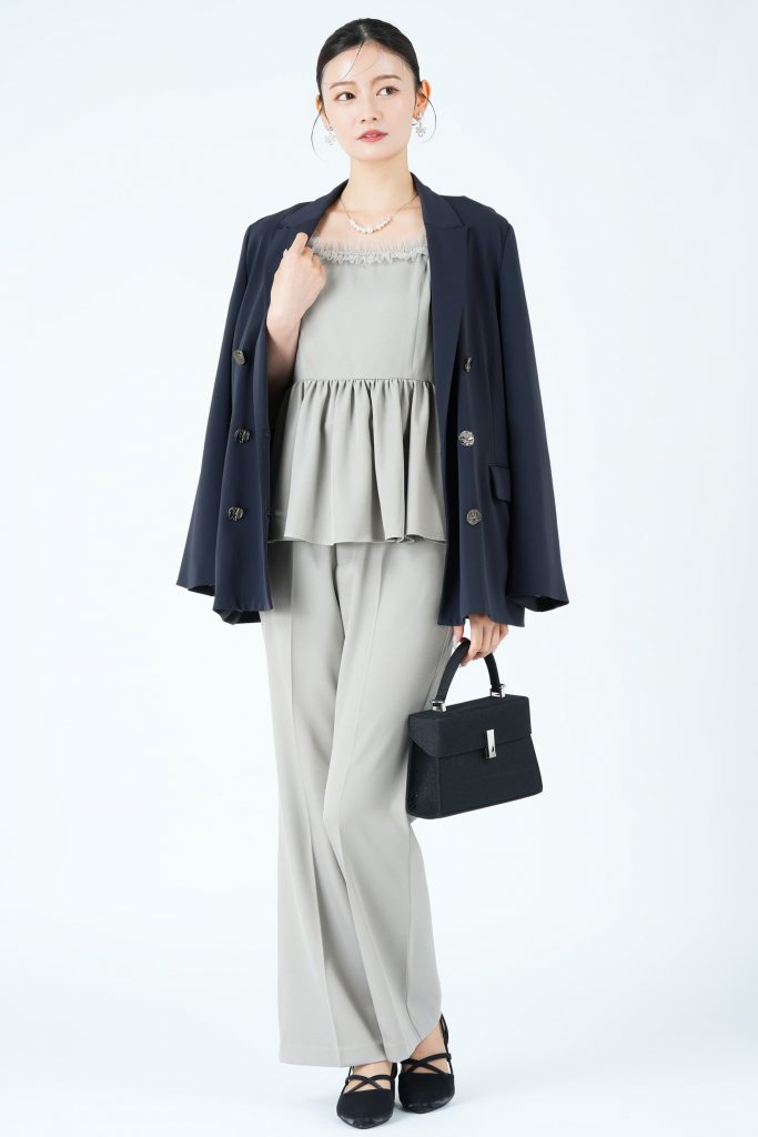 JILLSTUART チュール装飾ペプラムグレーパンツドレス