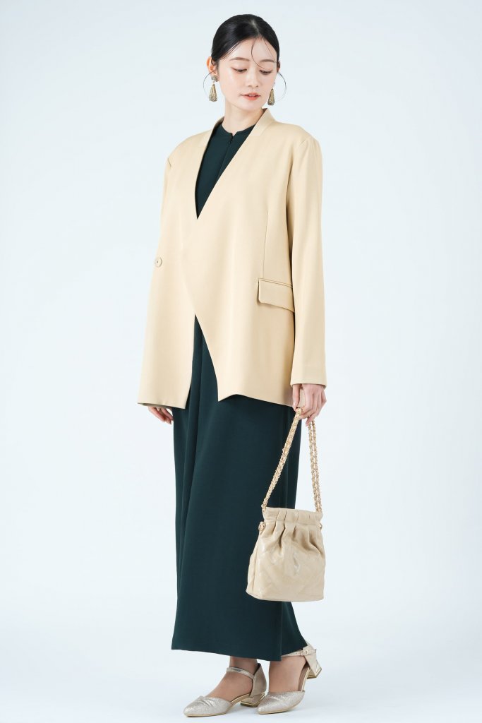 UNITED ARROWS フロントジップダークグリーンドレス