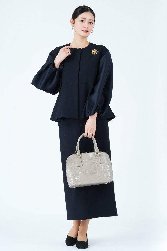 UNITED ARROWS green label relaxing 異素材スリーブペプラムネイビースカートスーツセット