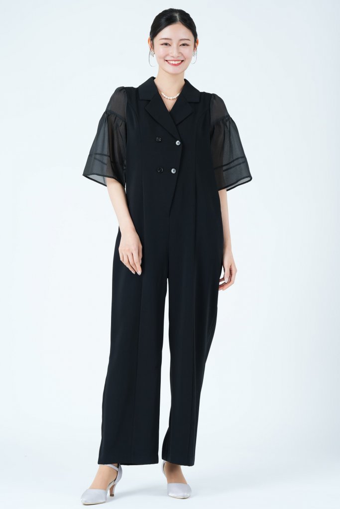 LE'RURE ジャケットライクシアー袖ブラックパンツドレス