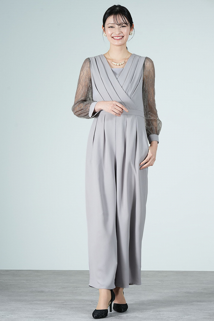 AIMER カシュクールトップスライトグレーパンツドレス