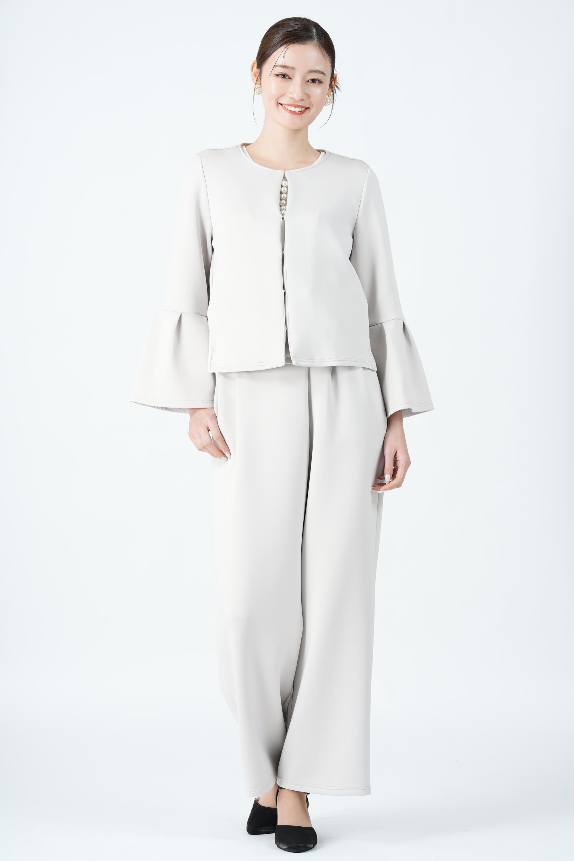 White Joola ハイストレッチグレージュパンツスーツセット