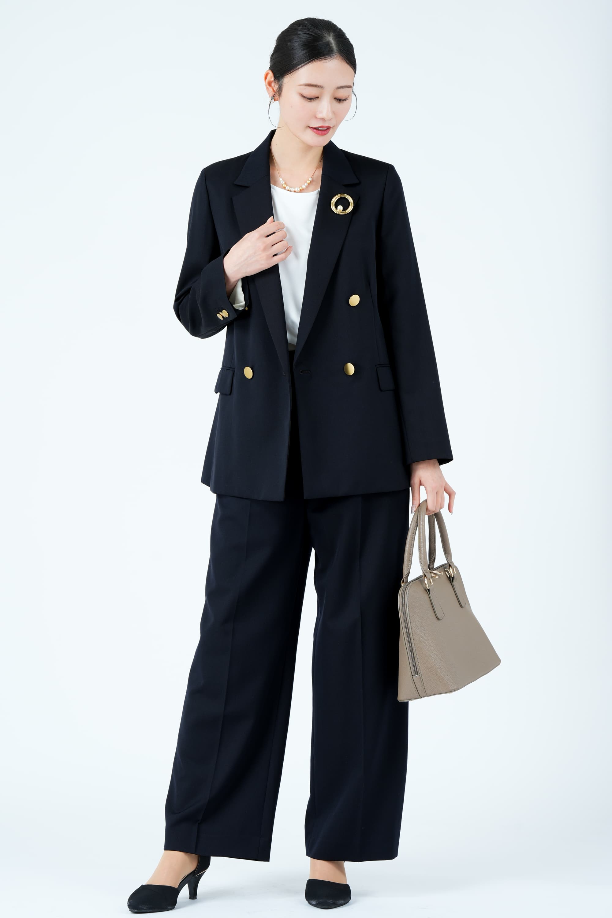 UNITED ARROWS green label relaxing ゴールドボタンダブルジャケット×ネイビーパンツスーツセット